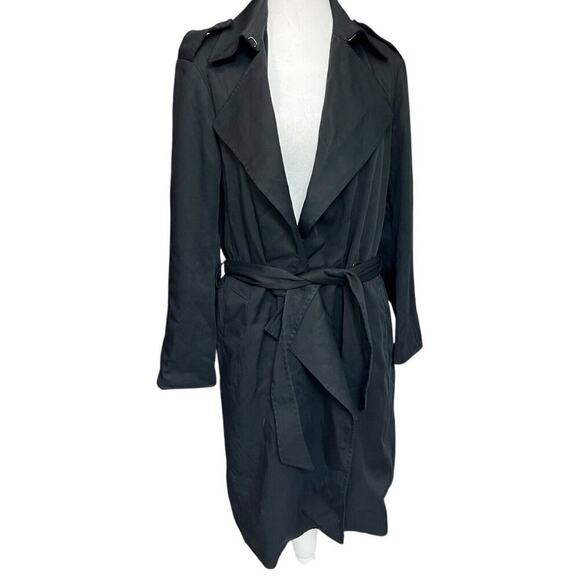 Women's Size Small AllSaints Bexley Mac Jacket Trench Black Coat - Picture 1 of 16